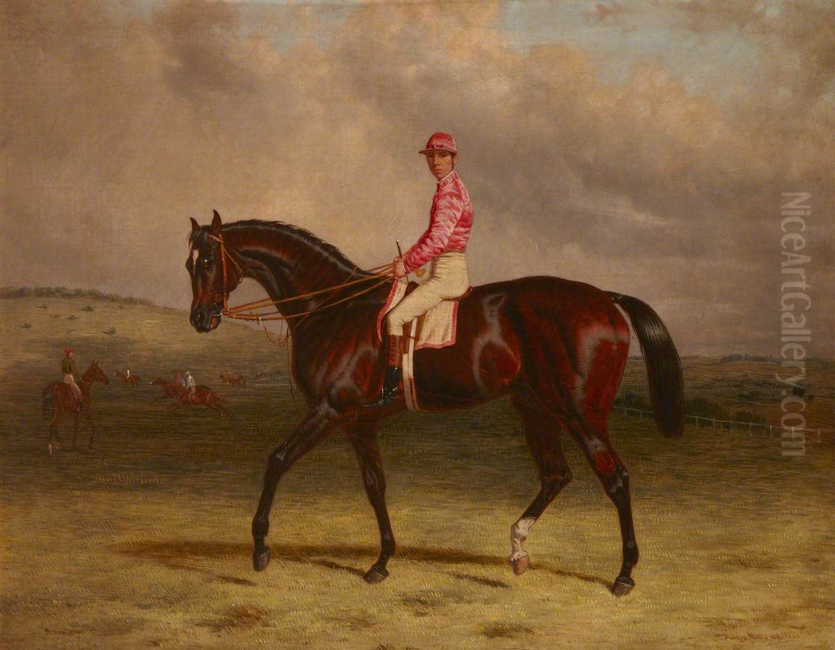 'Broomilaw' with Jockey up on Epsom Downs Oil Painting by Harry Hall