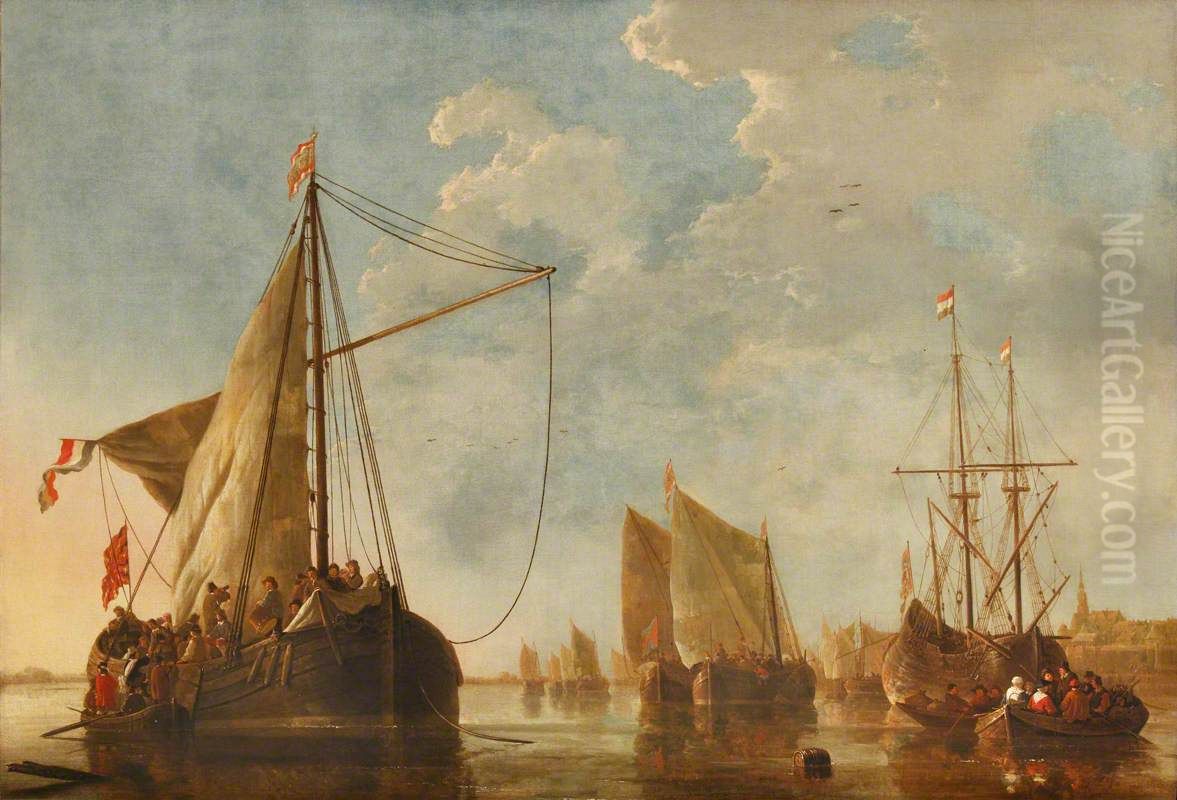 Shipping on the Maas at Dordrecht Oil Painting by Aelbert Cuyp