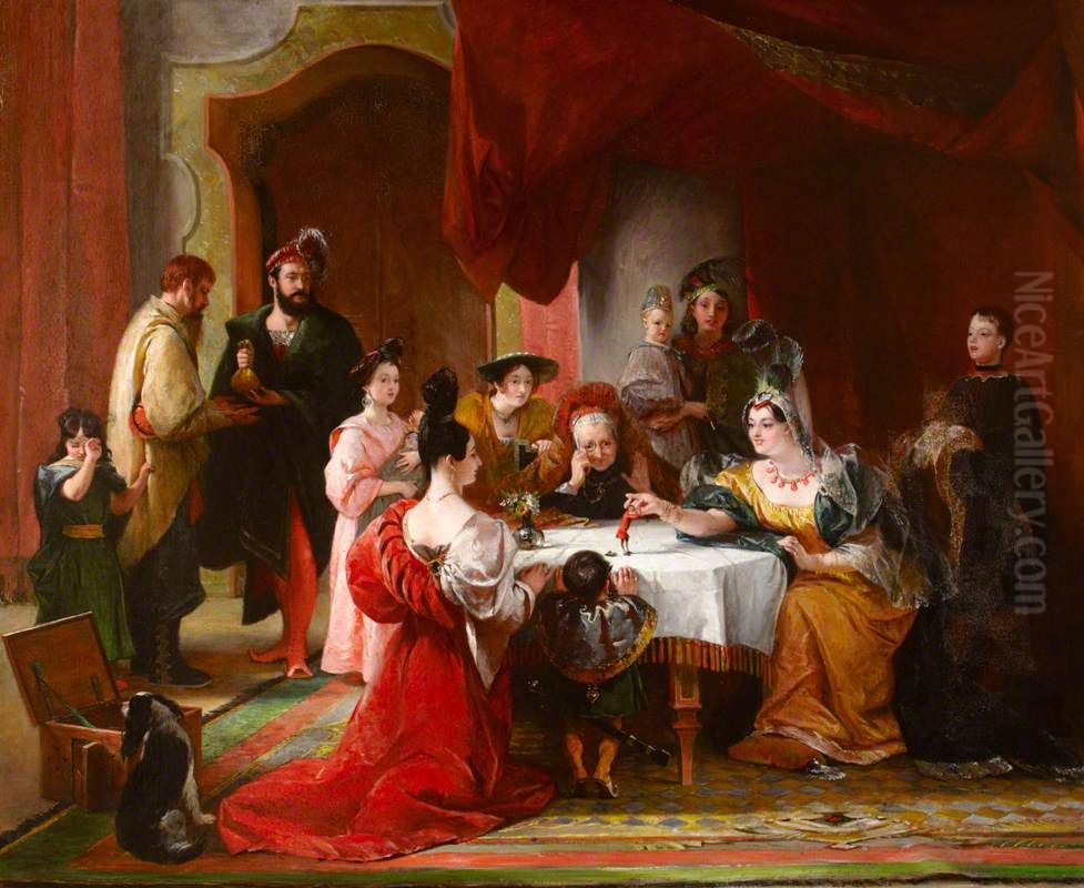 Gulliver presented to the Queen of Brobdignag (from Jonathan Swift's 'Gulliver's Travels') Oil Painting by Charles Robert Leslie