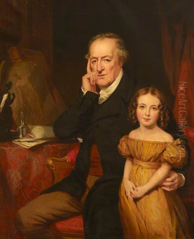 George O'Brien Wyndham, 3rd Earl of Egremont (1751-1837) and his Granddaughter Harriet King (?) Oil Painting by George Clint