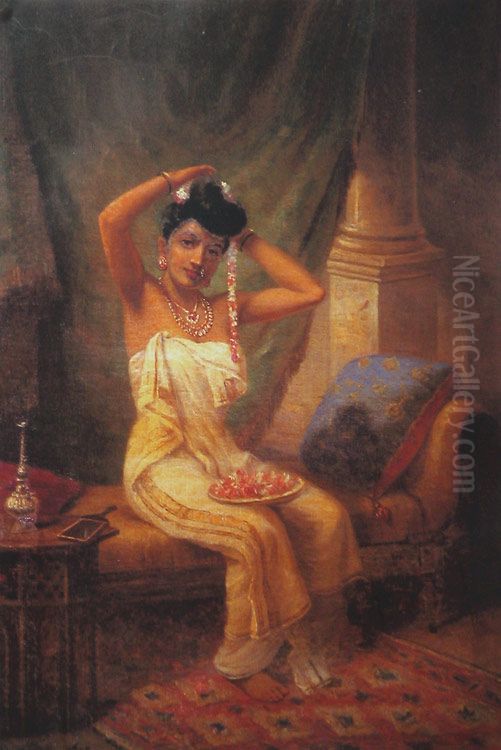 Nair Woman Oil Painting by Raja Ravi Varma