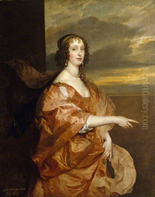 The Honourable Anne Boteler (c.1610-1669), Countess of Newport, Later Countess of Portland Oil Painting by Sir Anthony Van Dyck