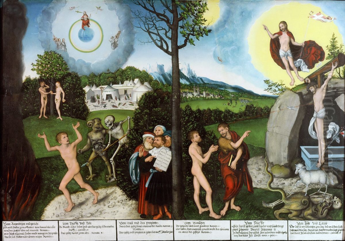 Law and Gospel Oil Painting by Lucas Cranach the Elder