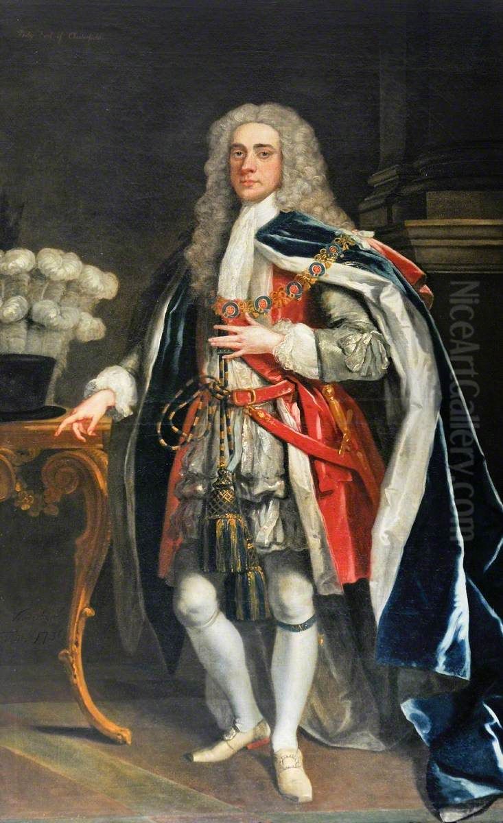 Philip Dormer Stanhope, 4th Earl of Chesterfield (1694-1773) in Garter Robes Oil Painting by John Vanderbank