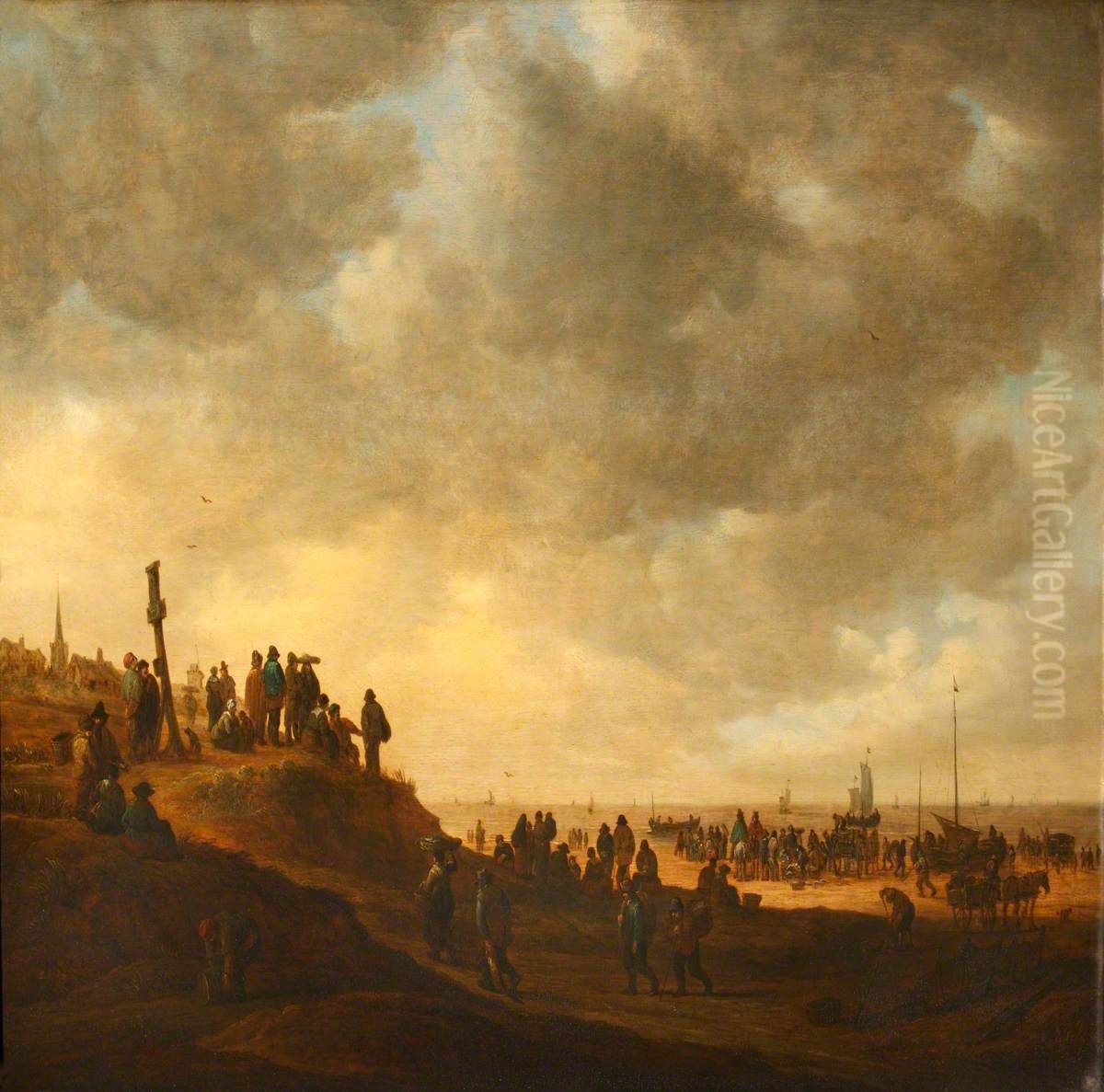 The Beach near Scheveningen Oil Painting by Jan van Goyen