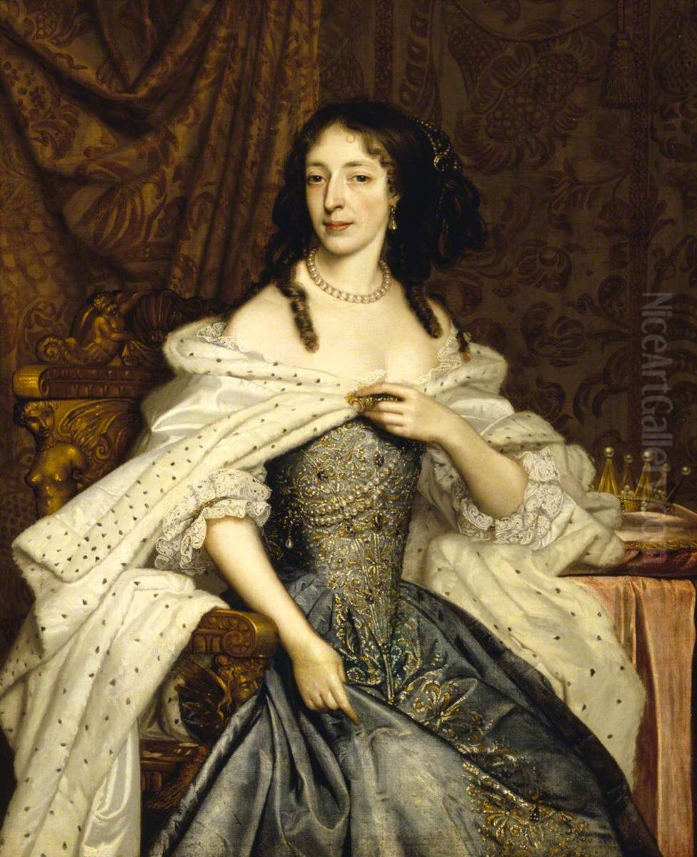 Lady Elizabeth Herbert (nee Somerset), Countess of Powis, later Marchioness and (titular) Duchess of Powis (1633/4-1691) Oil Painting by John Michael Wright