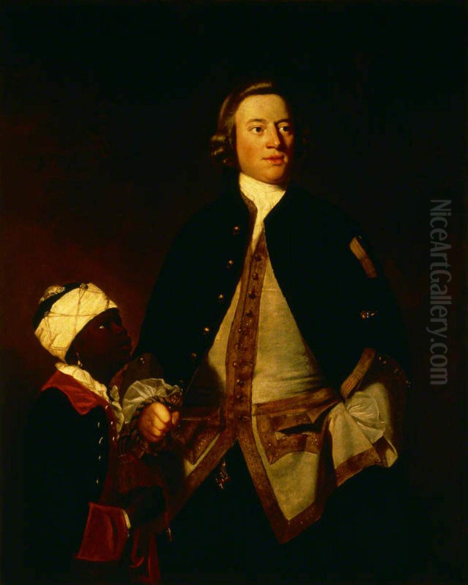 Lieutenant, later Captain, Paul Henry Ourry, MP (1719-1783) with 'Jersey' Oil Painting by Of Sir Joshua Reynolds