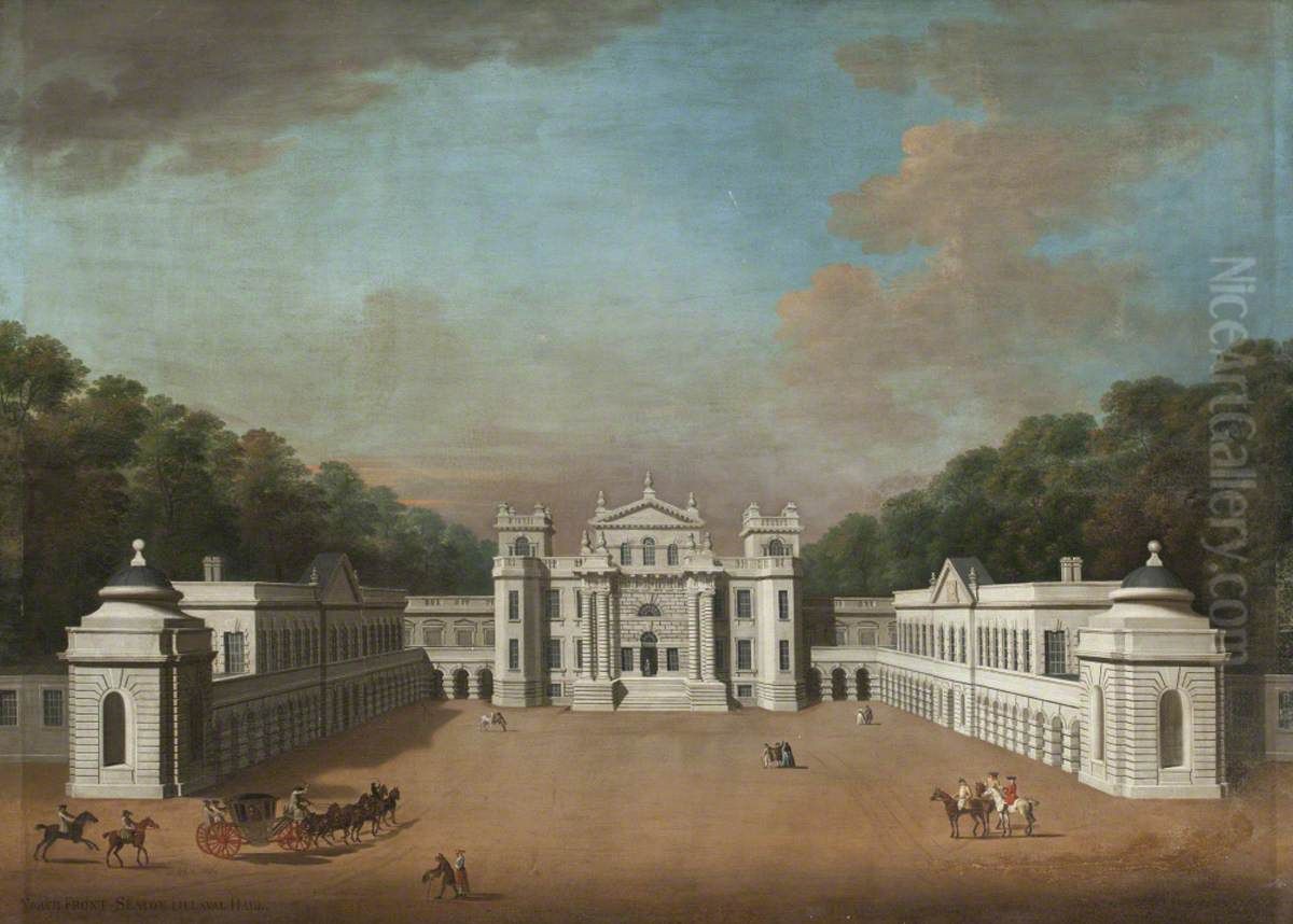 View of North Front (entrance) of Seaton Delaval Hall Oil Painting by Arthur Pond