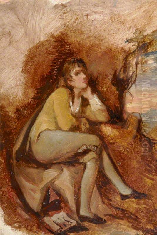 Called Mrs Siddons as 'Rosalind' (after Master Thomas Haden as 'Edwin' from Dr Beattie's 'Minstrel' by Wright of Derby) Oil Painting by Joseph Wright of Derby