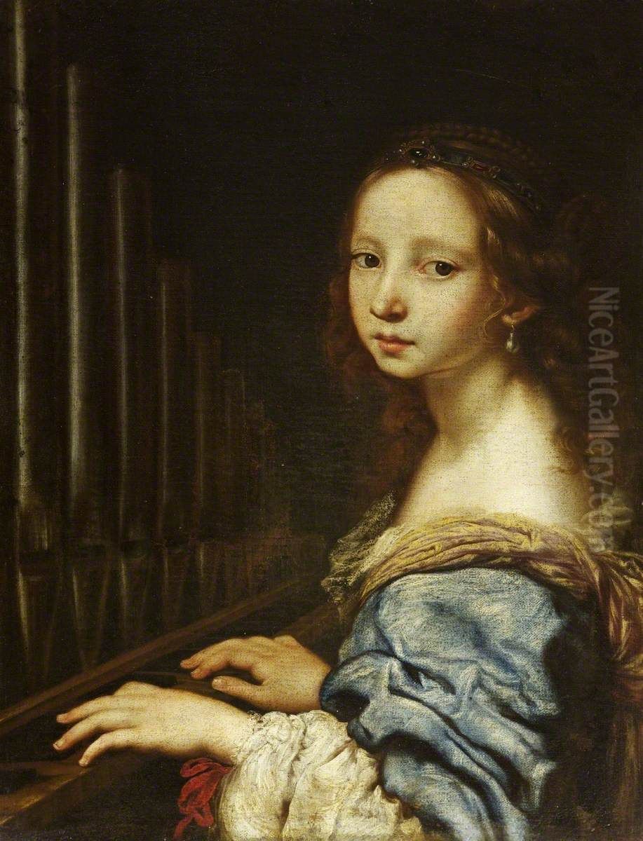 Saint Cecilia playing the Organ Oil Painting by Justus Sustermans