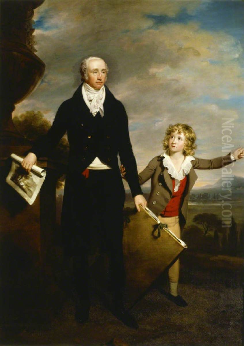 Sir Richard Colt Hoare, 2nd Bt (1758-1838) with his Son Henry Hoare (1784-1836) Oil Painting by Woodforde, Samuel