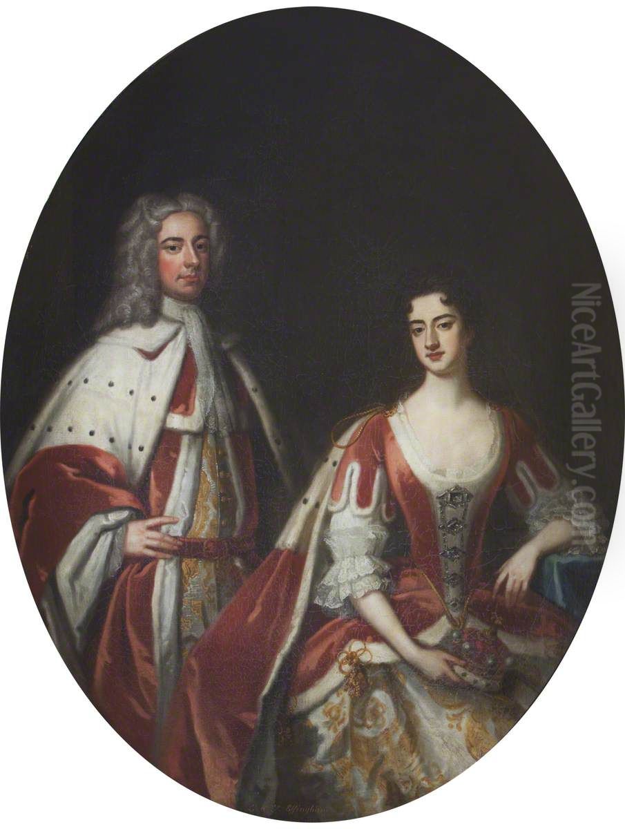 Thomas Howard, 7th Baron Howard of Effingham (1682-1725) and his Wife, Mary Wentworth, Lady Howard of Effingham (d.1718) Oil Painting by Enoch Seeman