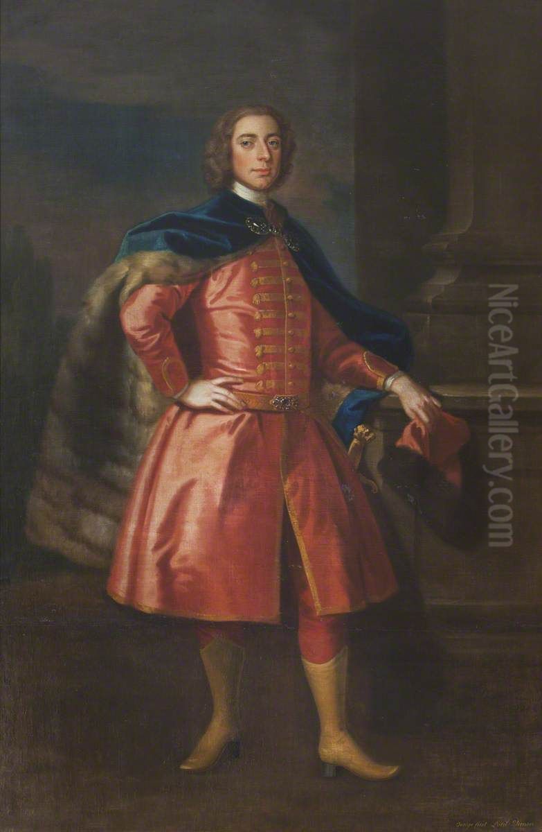 George Venables-Vernon, 1st Baron Vernon of Kinderton (1709-1780) dressed 'a la hongroise' Oil Painting by Enoch Seeman