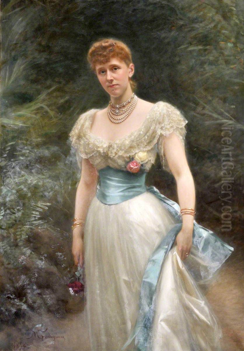 Lady Gertrude Lucia Egerton, Countess of Albemarle (1861-1943) Oil Painting by Michele Gordigiani