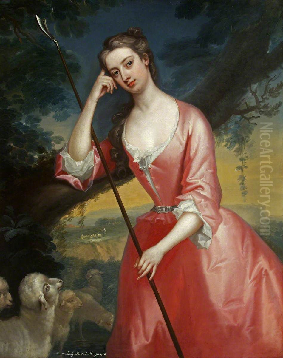 Lady Rachel Cavendish, Lady Morgan (1697 - 1780), as a Shepherdess Oil Painting by Charles Jervas