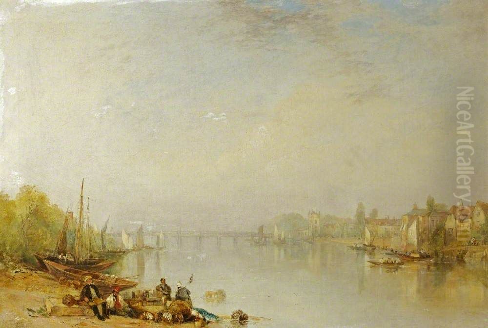 View of Putney Bridge Oil Painting by Thomas Creswick