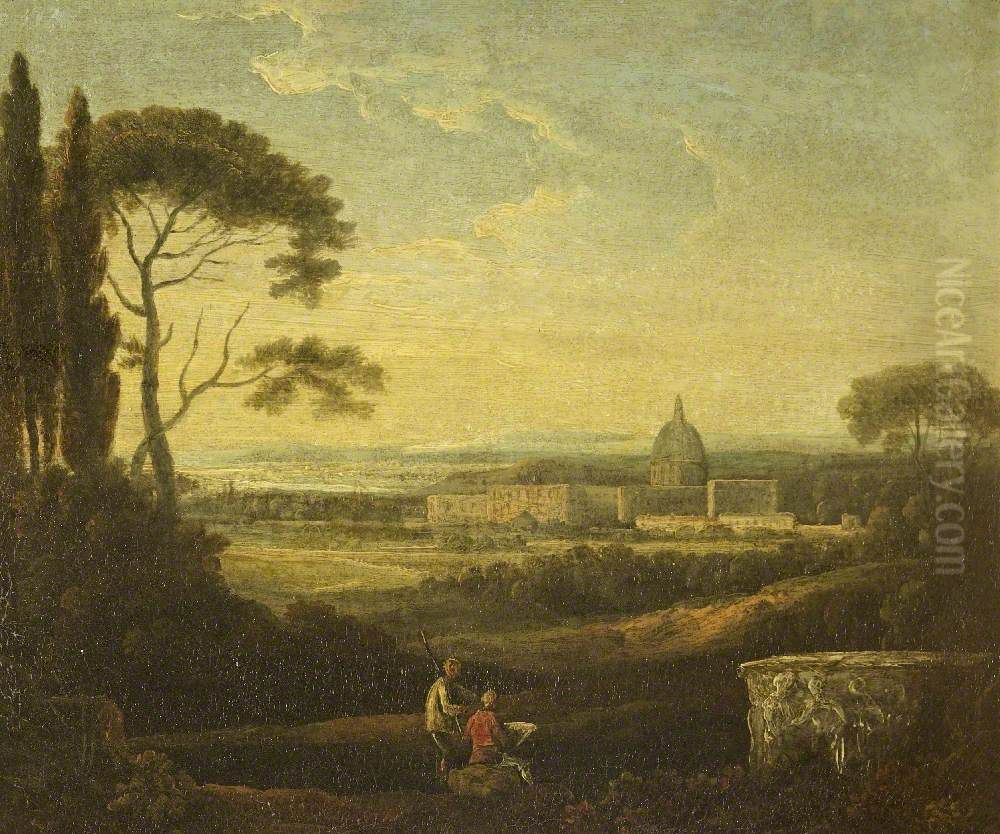 A Distant View of St Peter's Rome Oil Painting by Richard Wilson
