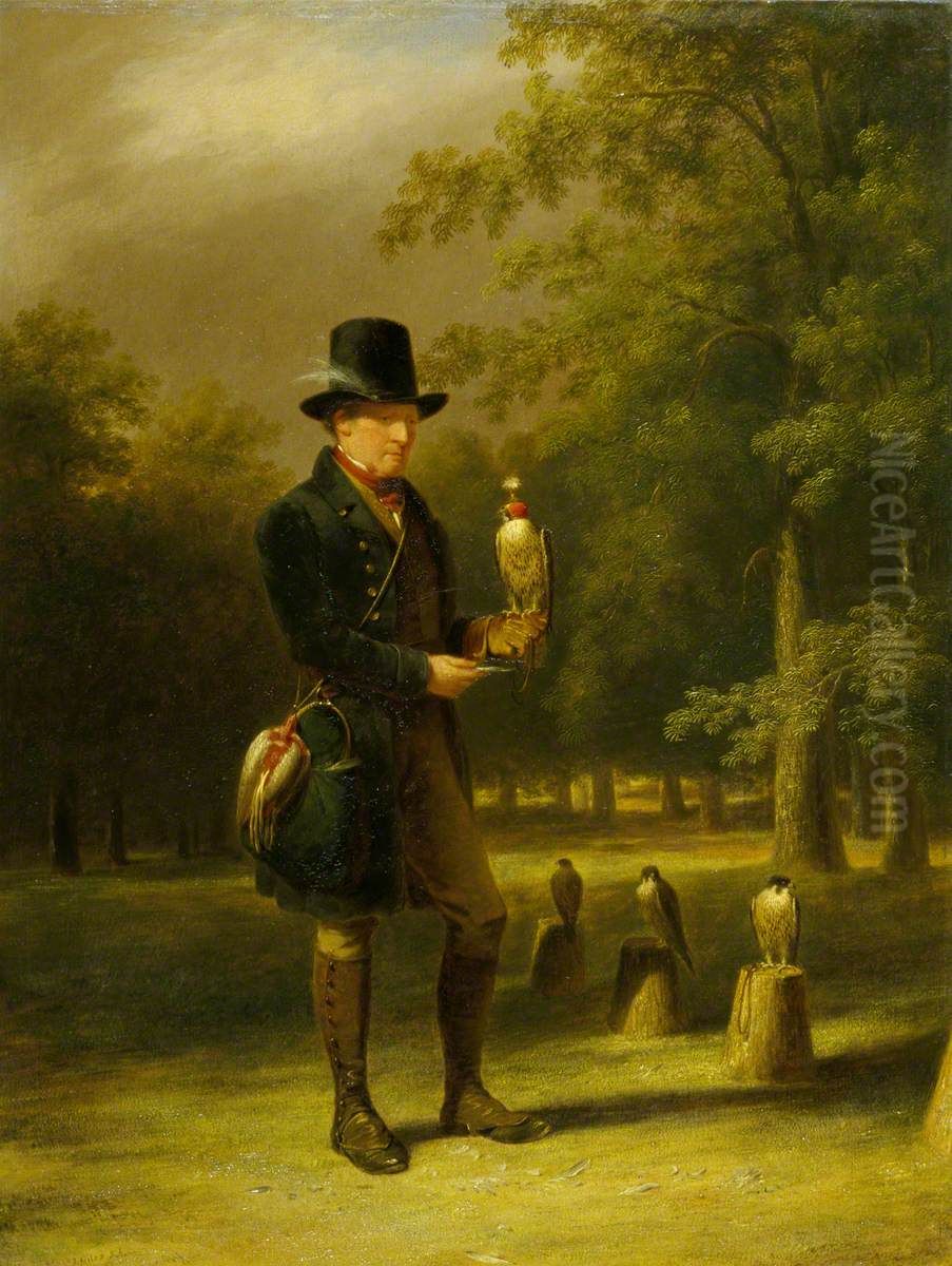 A Falconer Oil Painting by James Giles