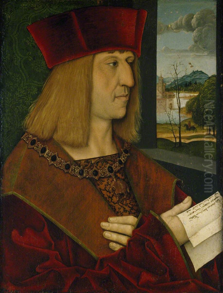 The Emperor Maximilian I (1459 - 1519) Oil Painting by Bernhard Strigel