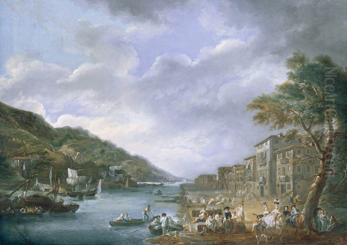 The Quay, Olaveaga, Bilbao Oil Painting by Luis Paret Y Alczar