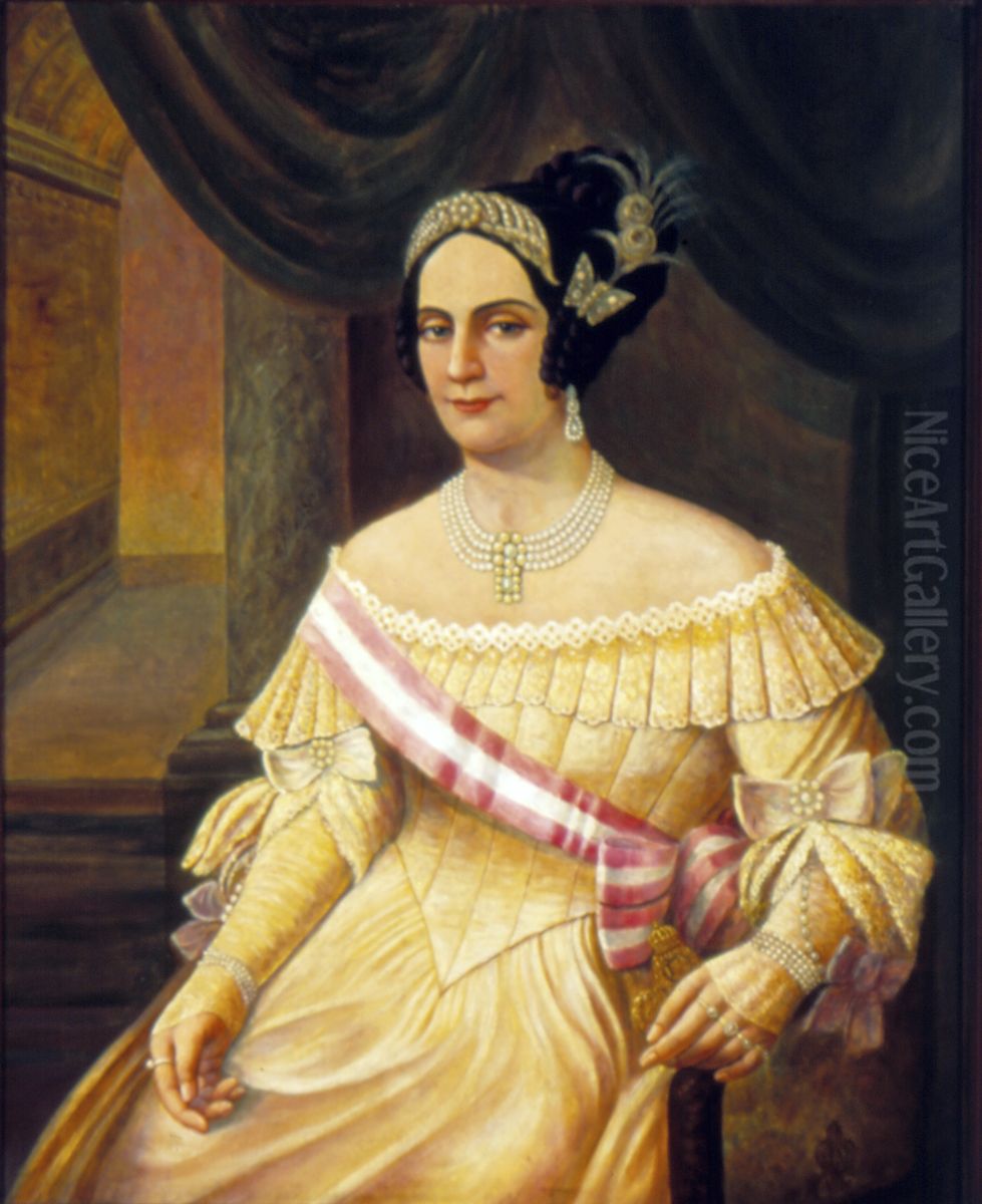 Retrato de Domitila de Castro Canto e Melo (Marquesa de Santos) Oil Painting by Maximiliano Scholze