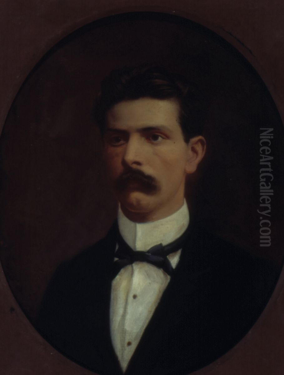 Retrato do Dr. Fausto Pompeu do Amaral Oil Painting by Francois-Auguste Biard