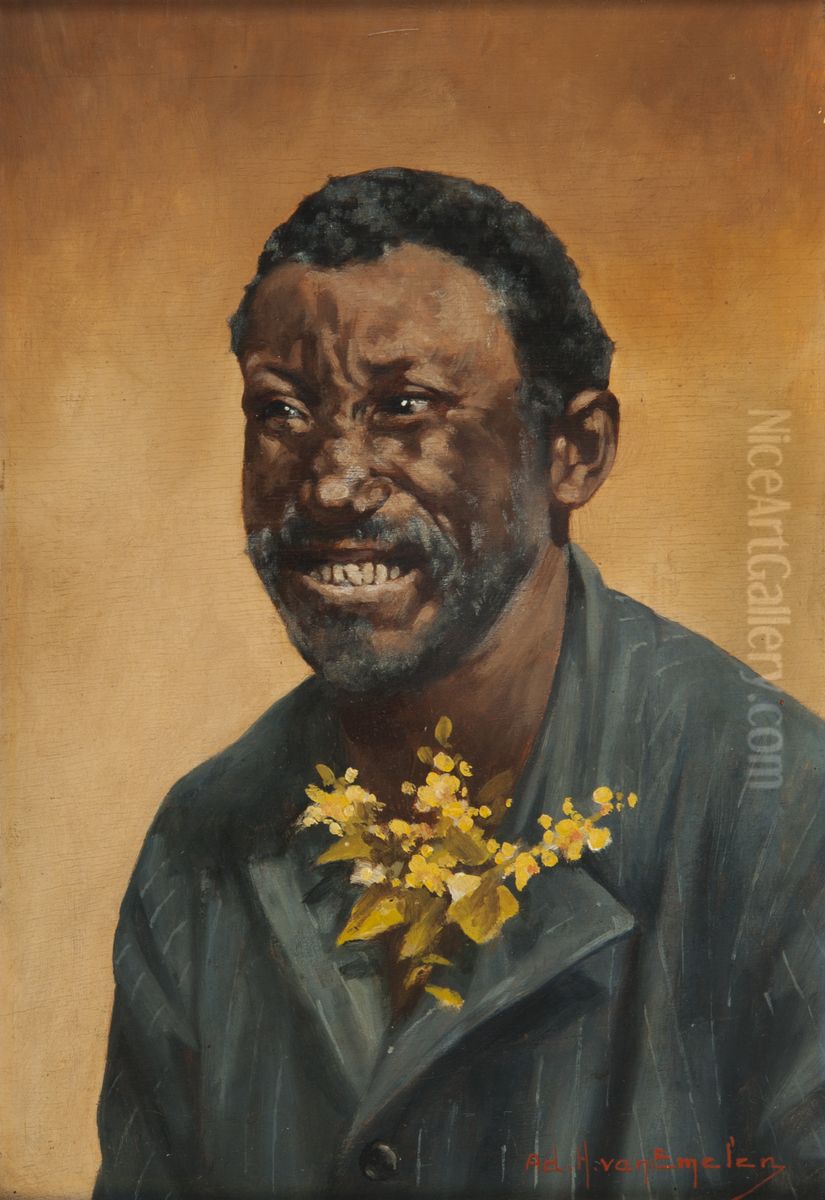 Negro com Flores Oil Painting by Adrien Henri Vital van Emelen