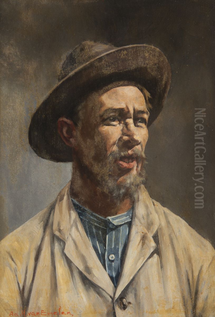 Homem com Chapeu Oil Painting by Adrien Henri Vital van Emelen