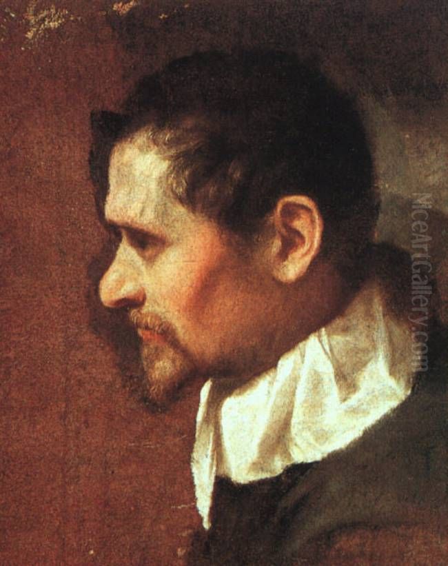 Self-Portrait in Profile Oil Painting by Annibale Carracci
