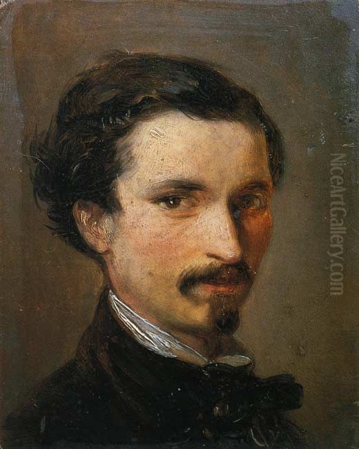 Self-portrait Oil Painting by Silvestro Lega
