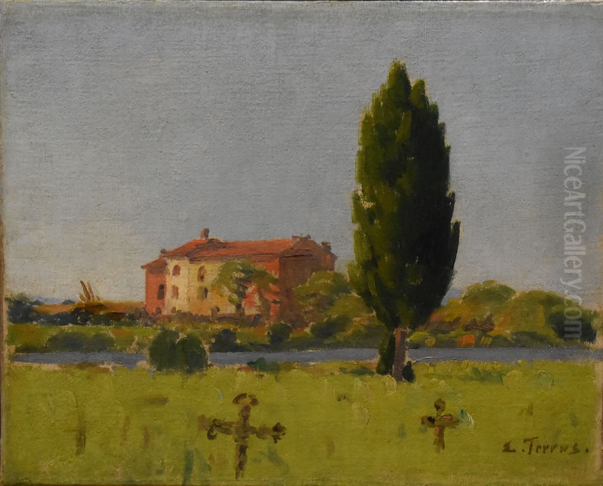 Elne Cemetery Oil Painting by Etienne Terrus