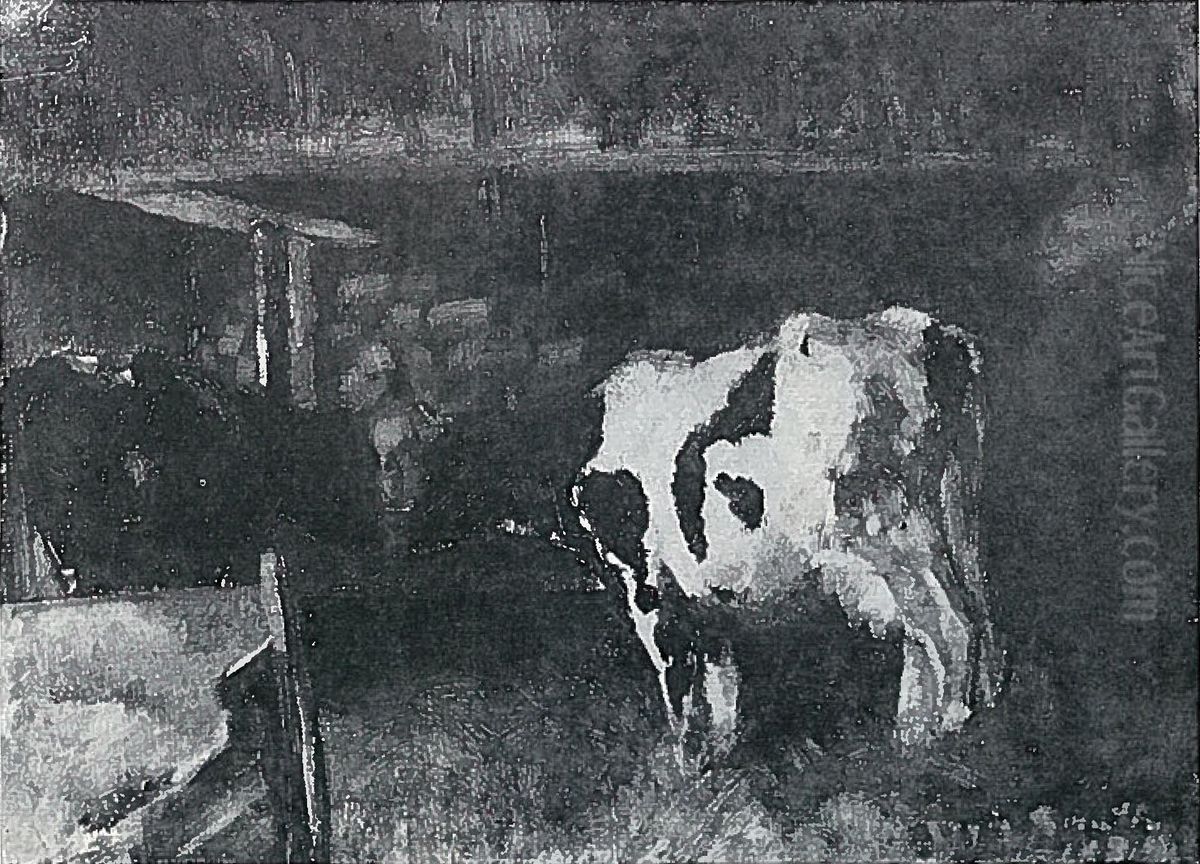 Kuhstall Oil Painting by Lovis (Franz Heinrich Louis) Corinth