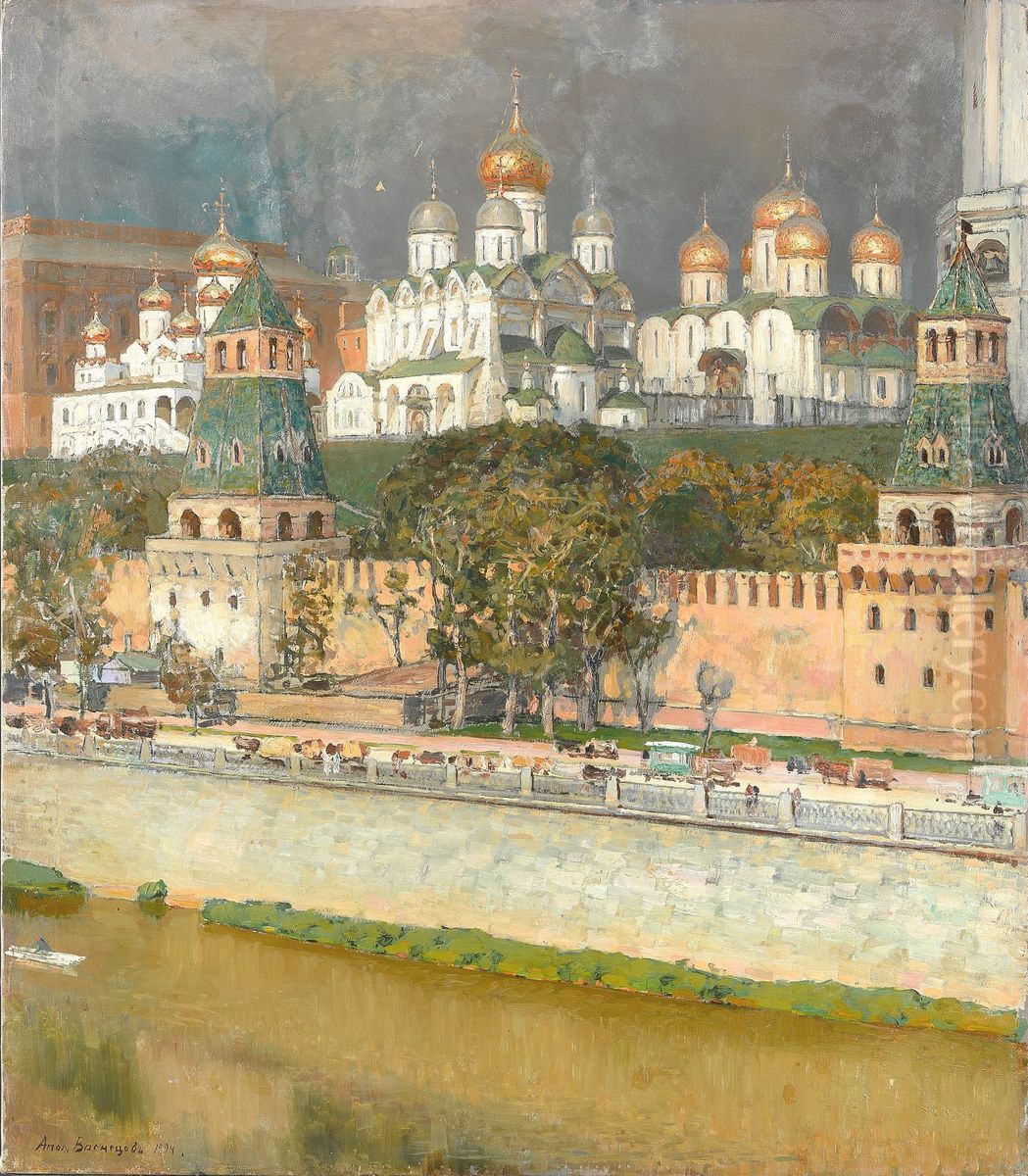 Moscow Kremlin. Cathedrals Oil Painting by Apollinary Vasnetsov
