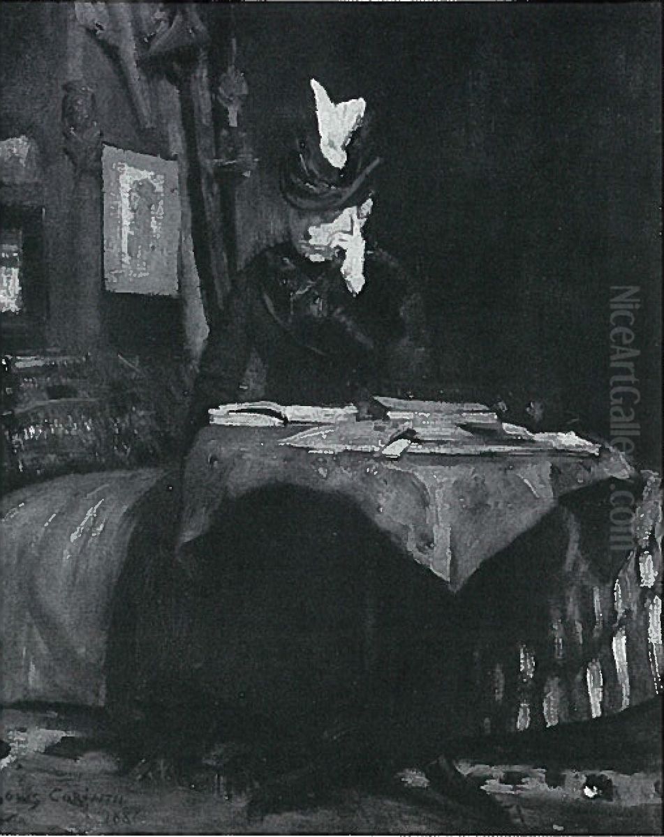 Lesende Dame am Tisch Oil Painting by Lovis (Franz Heinrich Louis) Corinth