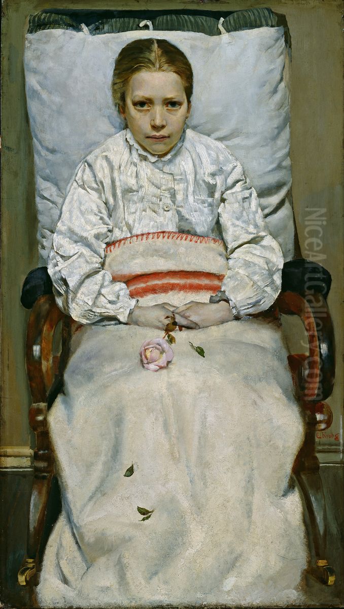 Sick Girl Oil Painting by Christian Krohg