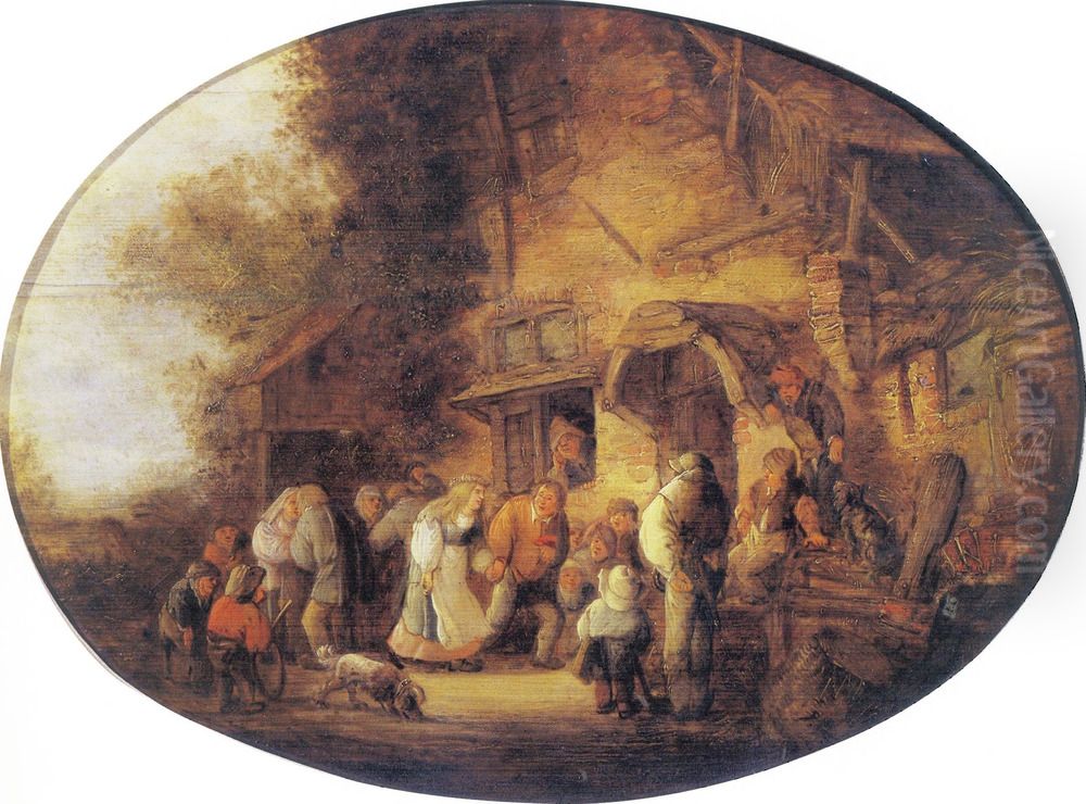 A peasant wedding Oil Painting by Isaac Van Ostade