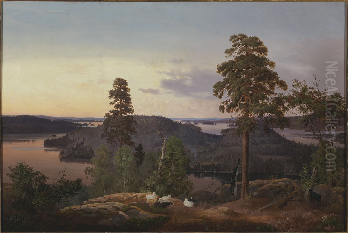 Ideal Landscape Oil Painting by Ferdinand von Wright