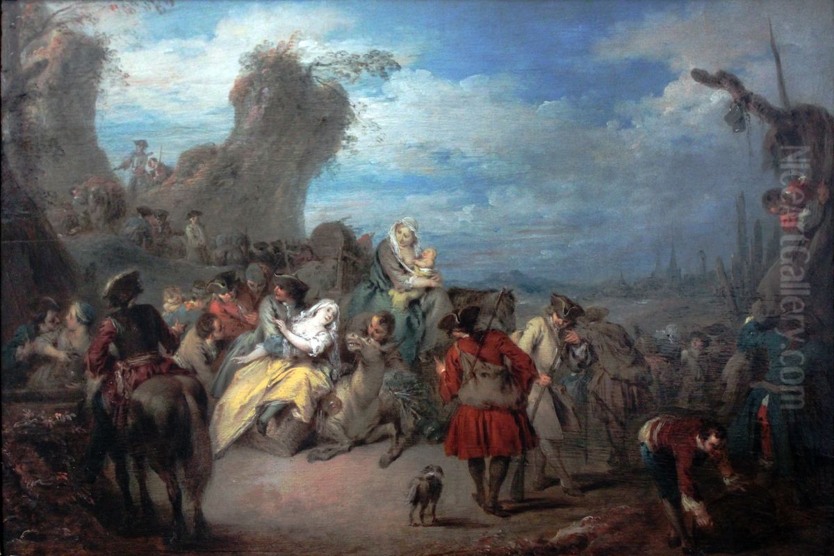 The troops rest (war) Oil Painting by Jean-Baptiste Pater