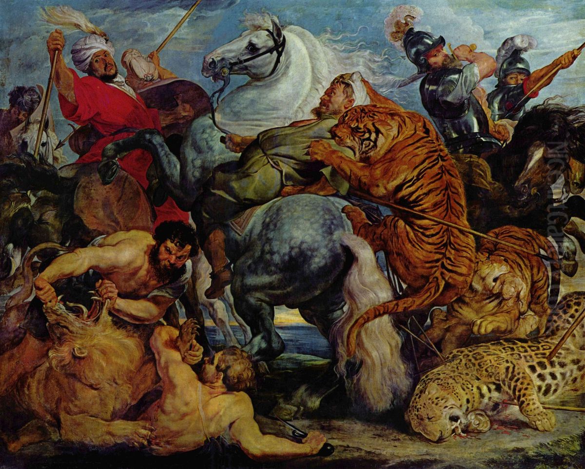 Tiger- und Lowenjagd Oil Painting by (studio of) Rubens, Peter Paul