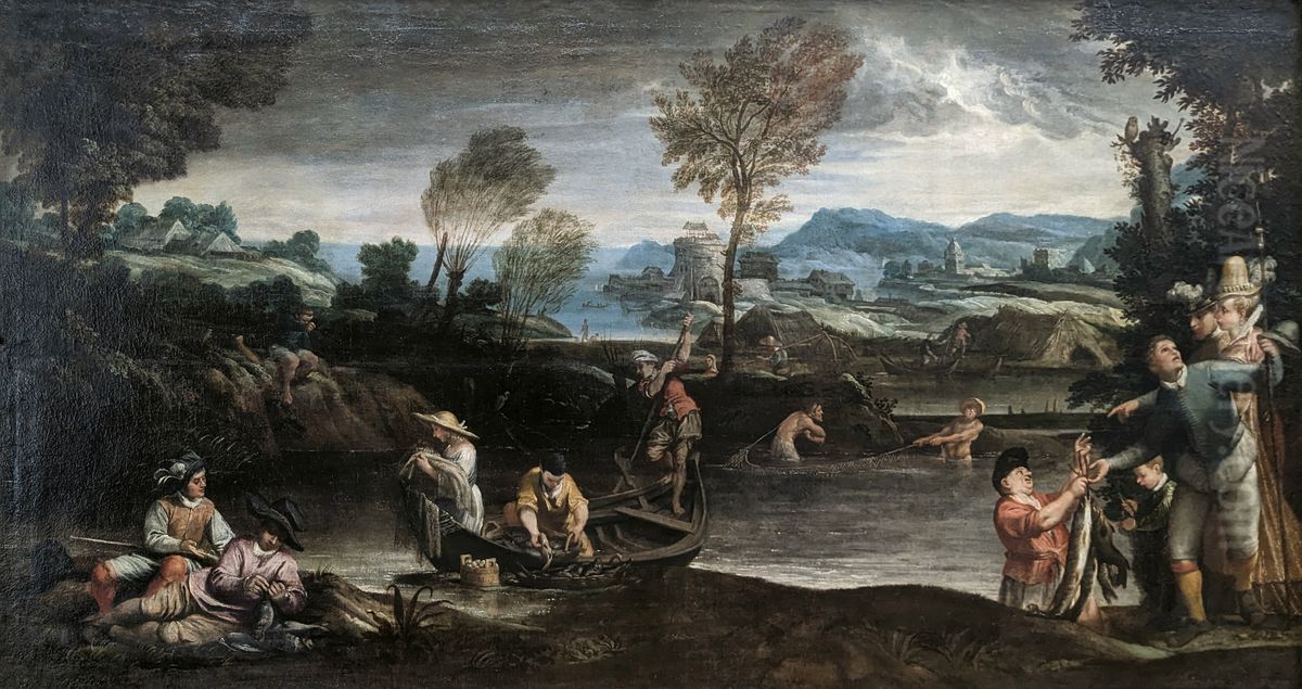 Fishing Oil Painting by Annibale Carracci