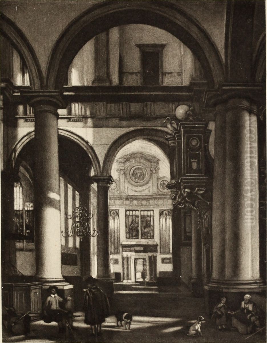 Protestant church interior Oil Painting by Emanuel de Witte