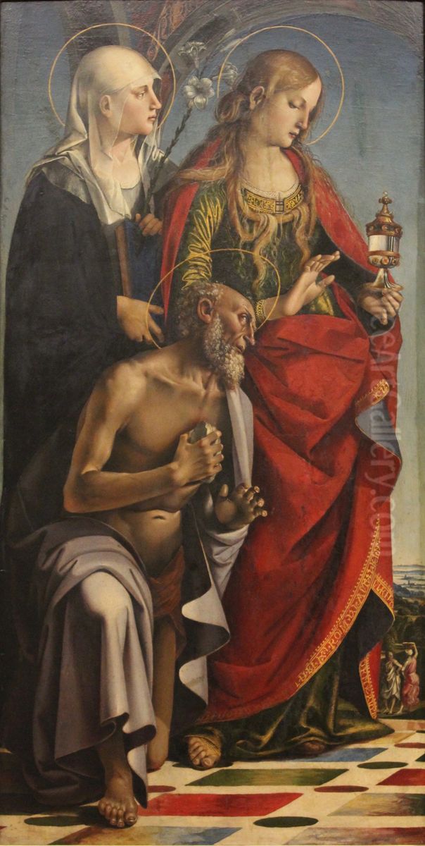 Die Hll. Eustachia, Magdalena und Hieronymus. Oil Painting by Luca Signorelli