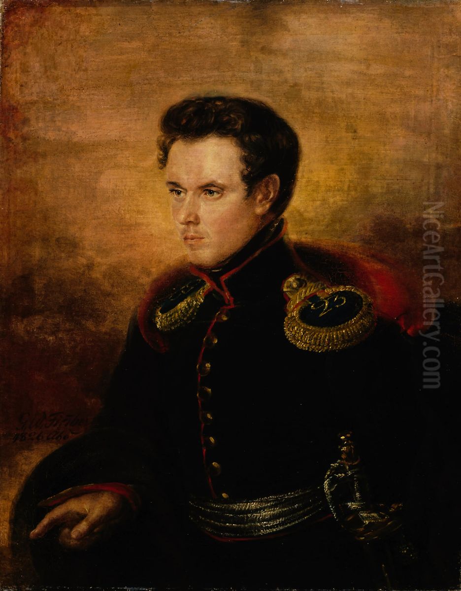 Sublieutenant Anton af Tengstrom Oil Painting by Gustaf Wilhelm Finnberg