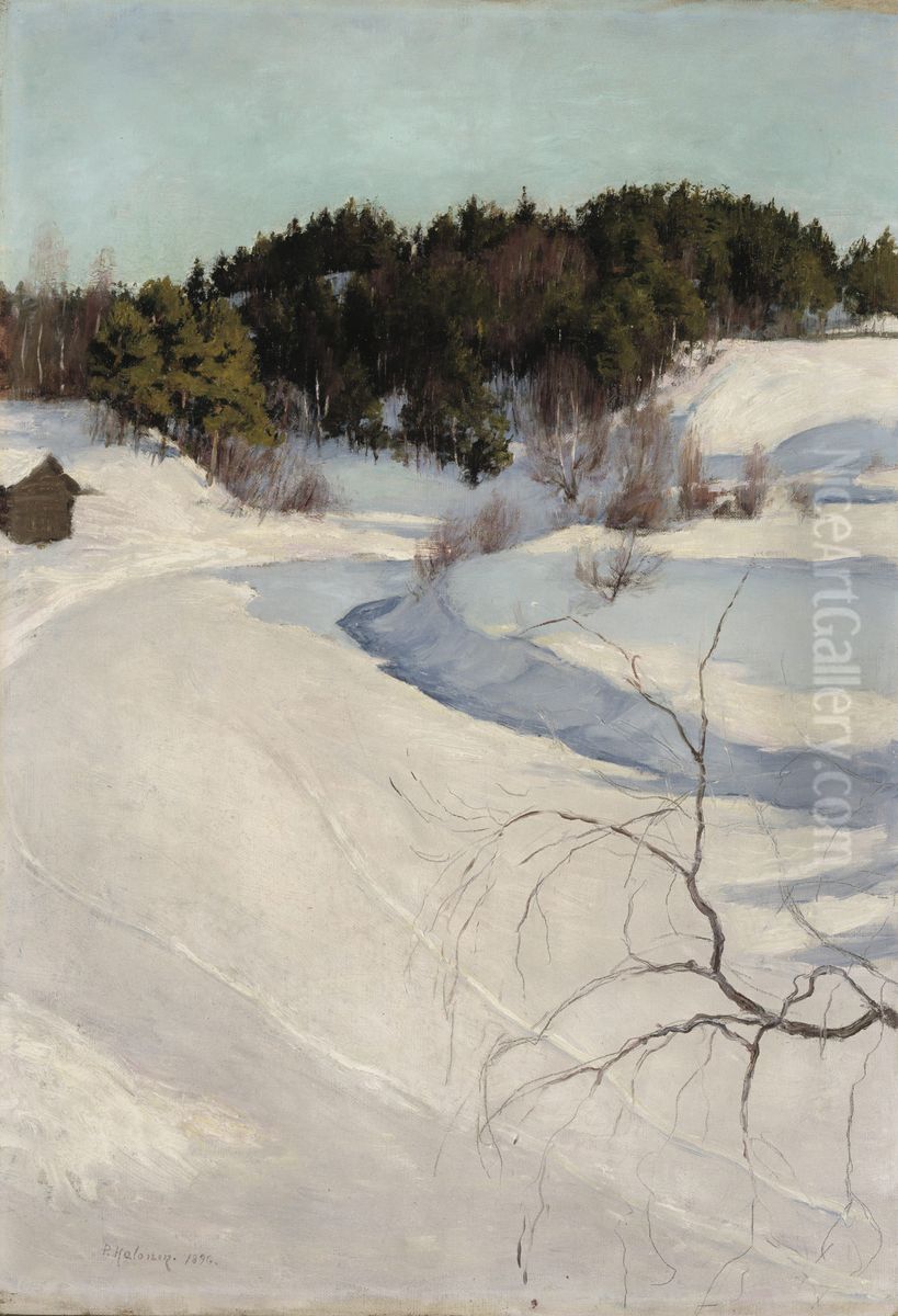 Talvimaisema Myllykylasta Oil Painting by Pekka Halonen