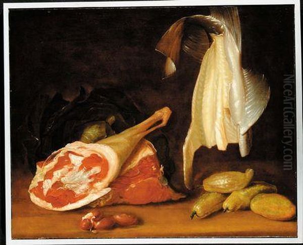 Natura Morta Con Carne, Pesce E Verdura Oil Painting by Jean-Baptiste-Simeon Chardin