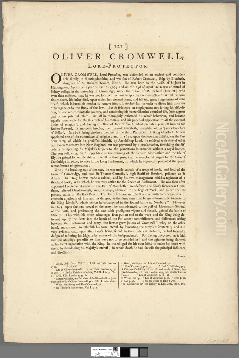 Oliver Cromwell Oil Painting by Daniel Maclise