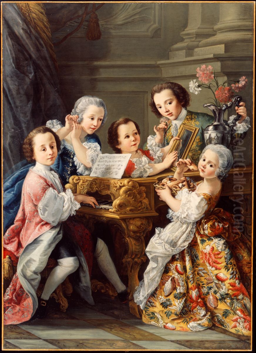 Allegoria dei Sensi, con bambini di casa Muti Bussi Oil Painting by Sebastiano Ceccarini