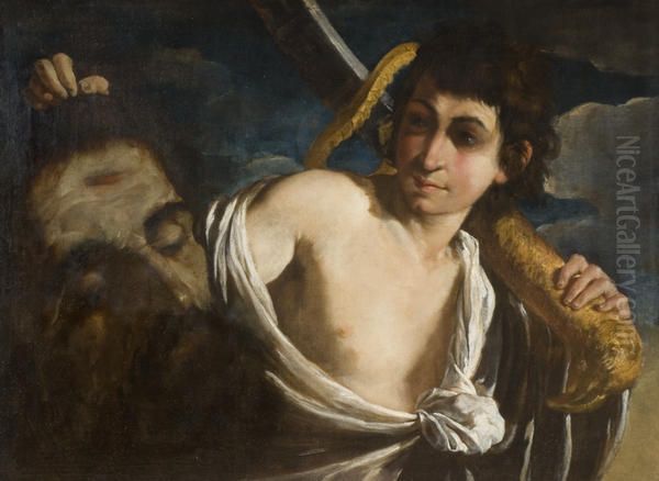 David With The Head Of Goliath Oil Painting by Giuseppe (Il Cremonese) Caletti