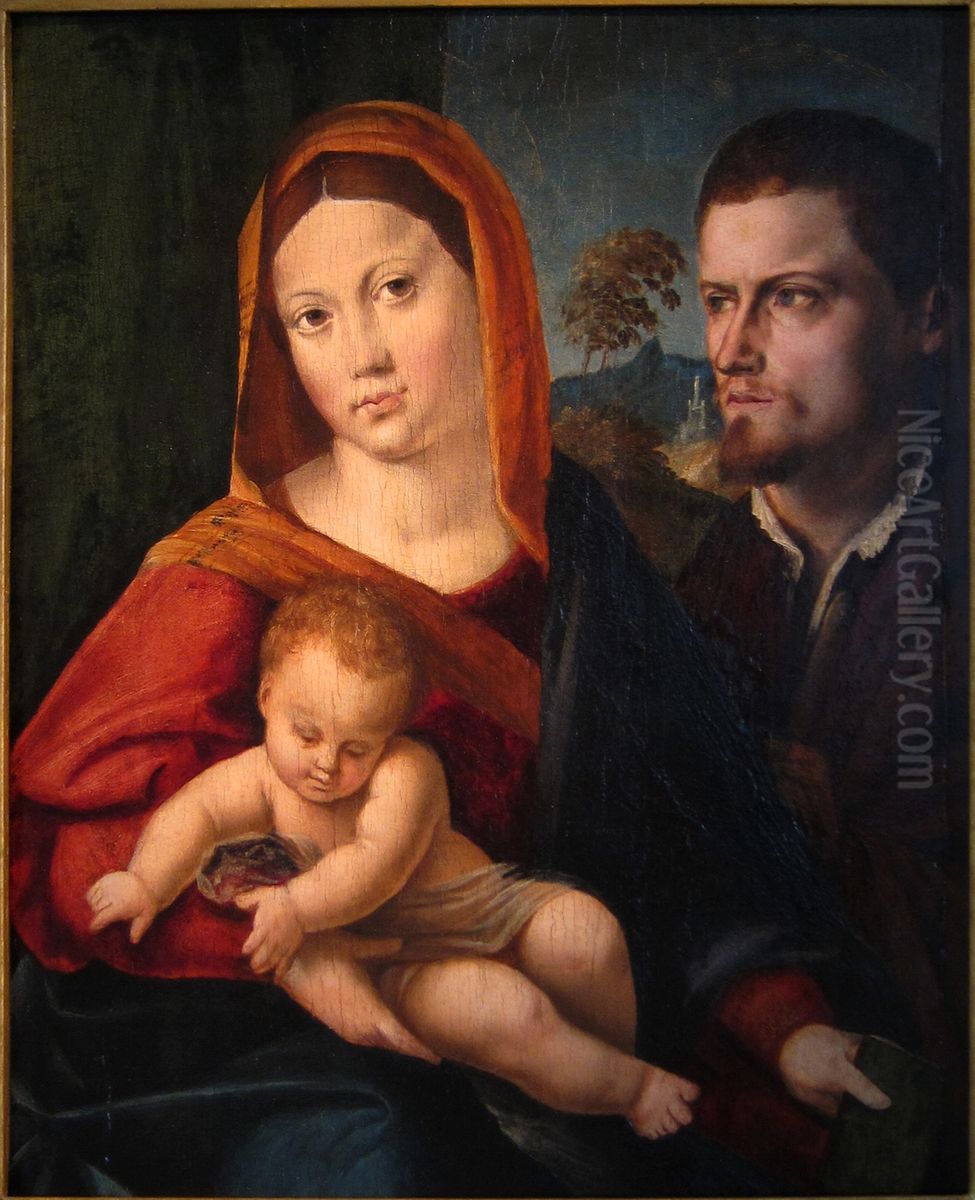 Virgin and Child with a Saint Oil Painting by Niccolo Pisano