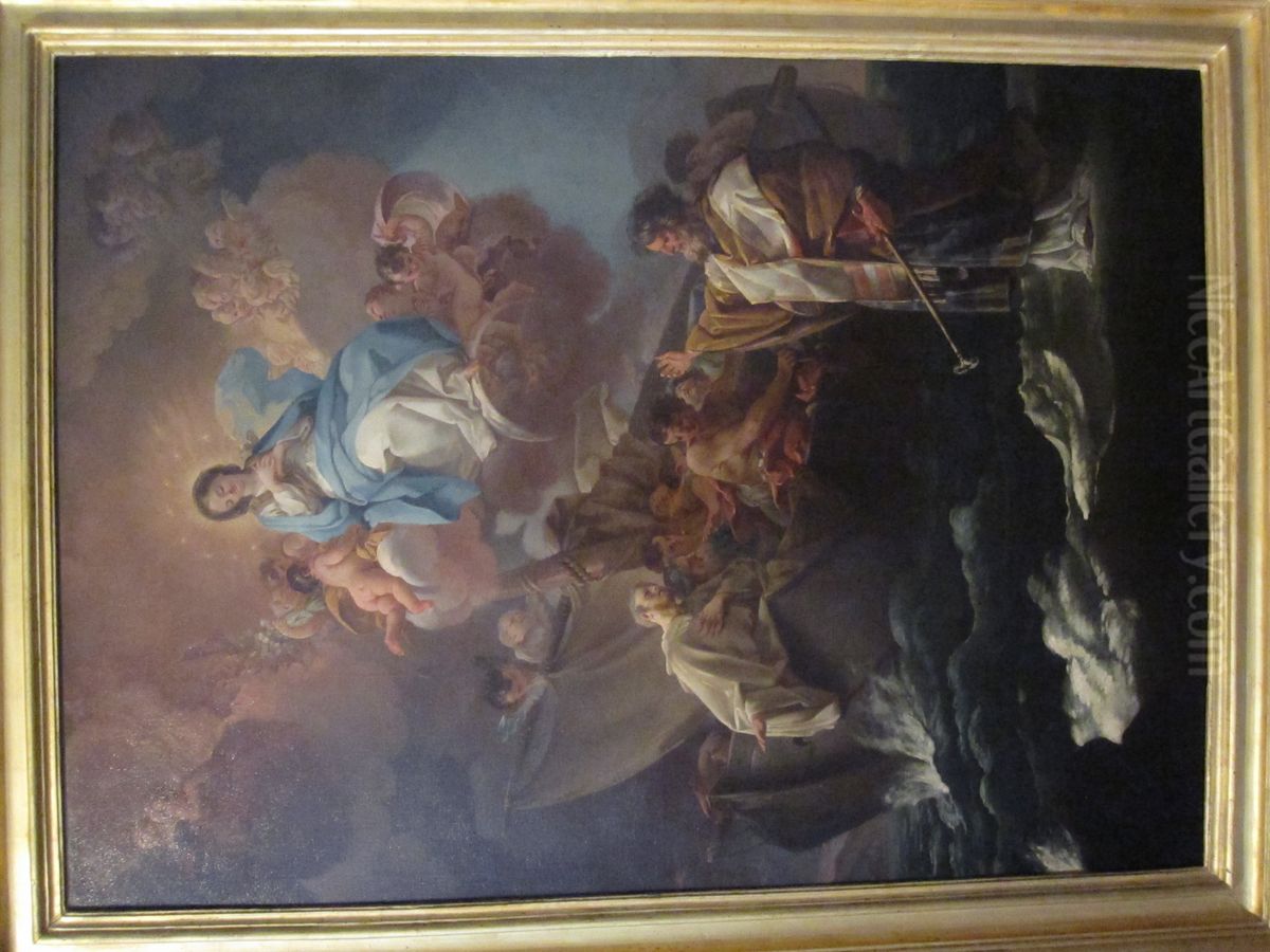 Saint Nicholas rescuing castaways Oil Painting by Corrado Giaquinto
